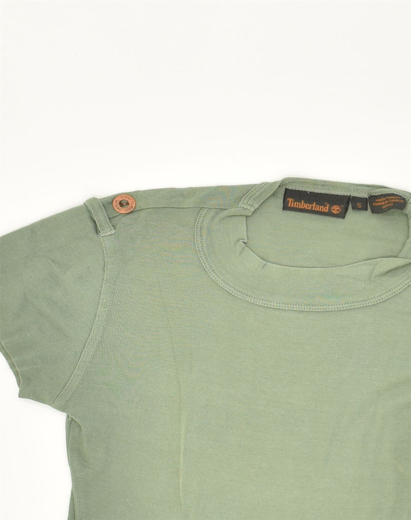 TIMBERLAND Womens T-Shirt Top UK 8 Small Green Cotton | Vintage Timberland | Thrift | Second-Hand Timberland | Used Clothing | Messina Hembry 