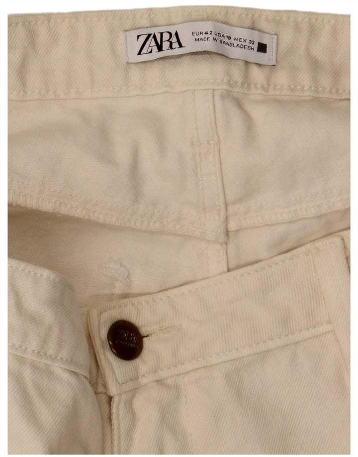 Zara Womens Crop Cropped Jeans EU 42 Large W34 L25 Off White