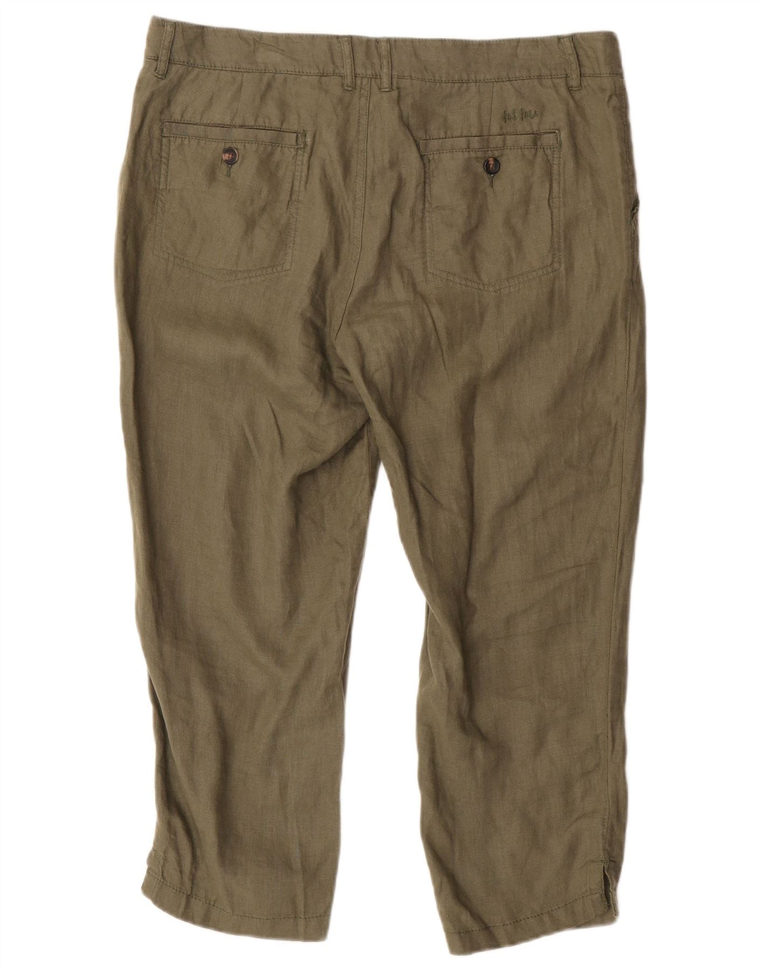 Fat Face Womens Cropped Trousers UK 14 Large W34 L23 Khaki Linen