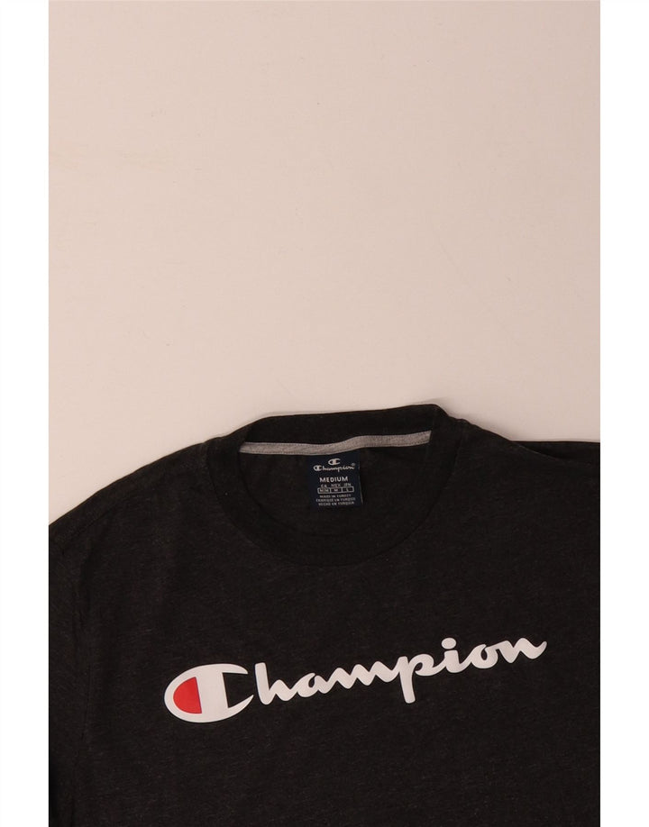 CHAMPION Mens Graphic T-Shirt Top Medium Black Flecked