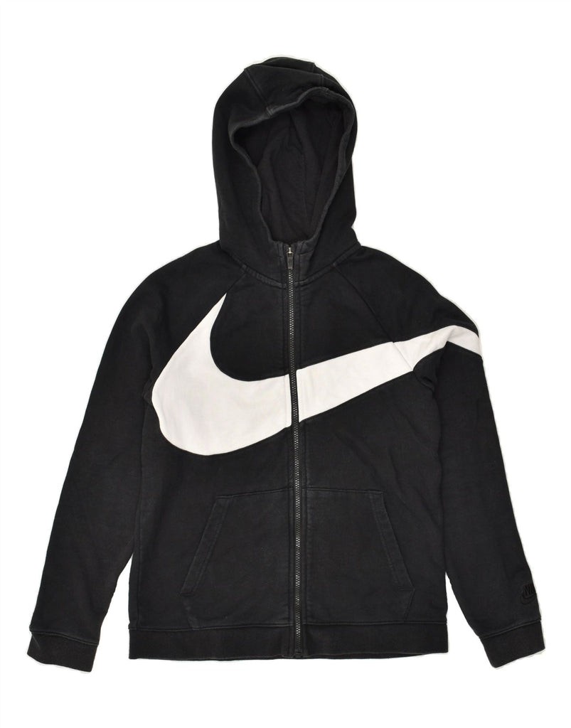 NIKE Boys Graphic Zip Hoodie Sweater 13-14 Years XL Black Cotton | Vintage Nike | Thrift | Second-Hand Nike | Used Clothing | Messina Hembry 