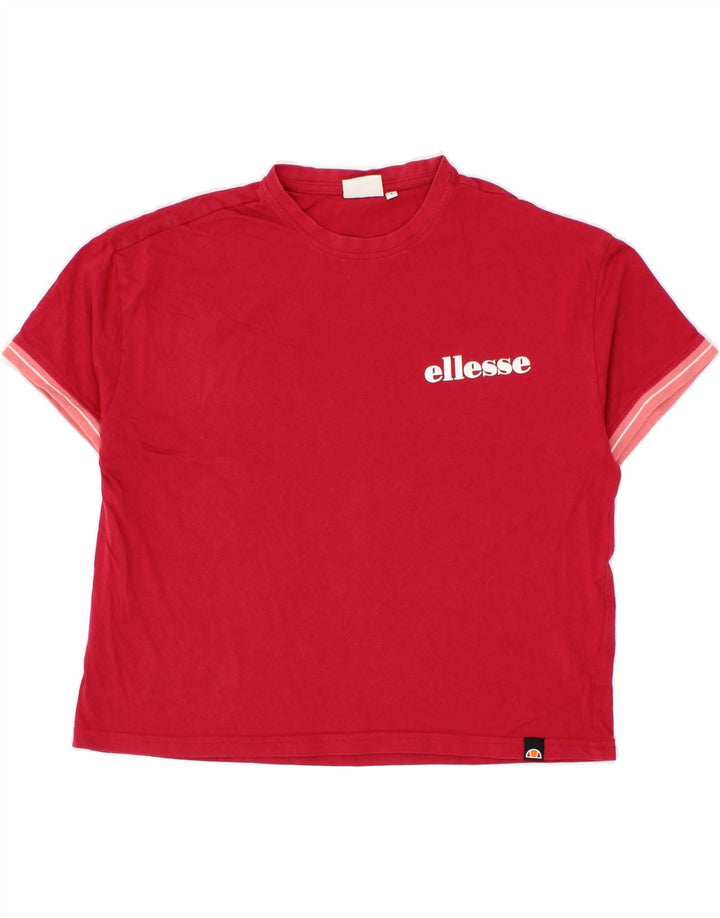 ELLESSE Womens Crop Oversized T-Shirt Top UK 10 Small Red Cotton Vintage Ellesse and Second-Hand Ellesse from Messina Hembry 
