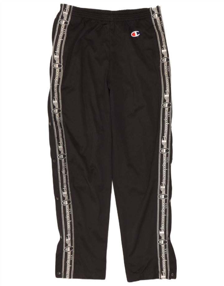 CHAMPION Womens Graphic Tracksuit Trousers UK 10 Small  Black Polyester