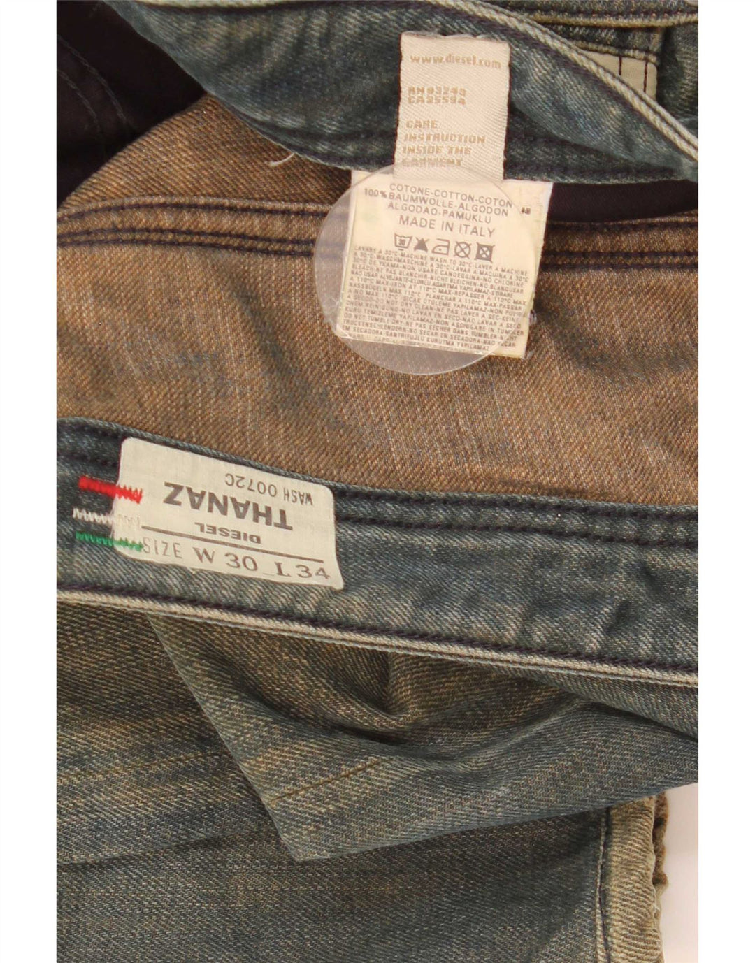 Diesel Mens Thanaz Straight Jeans W30 L27 Blue Cotton