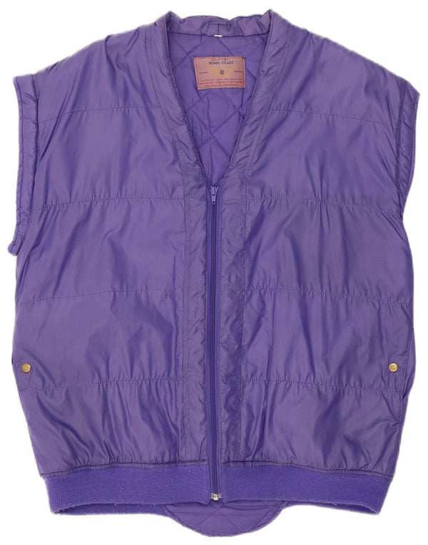 Vintage Mens Loose Fit Padded Gilet UK 38 Medium Purple Polyamide