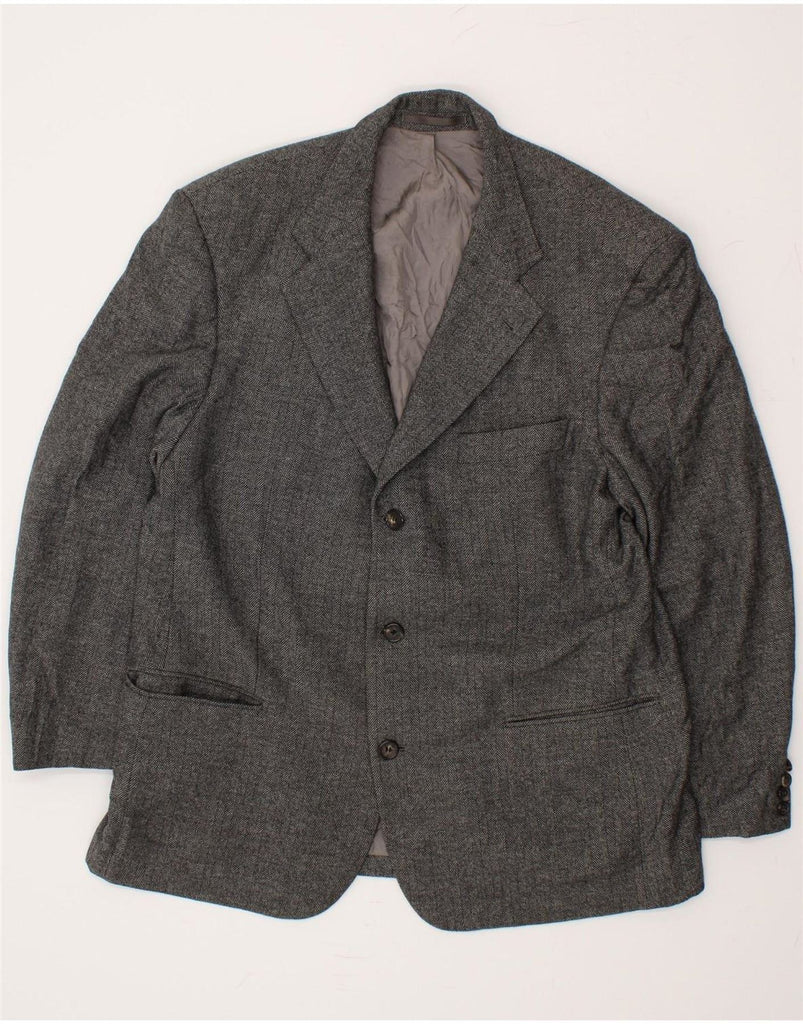 HUGO BOSS Mens 3 Button Blazer Jacket UK 38 Medium Grey Herringbone Vintage Hugo Boss and Second-Hand Hugo Boss from Messina Hembry 