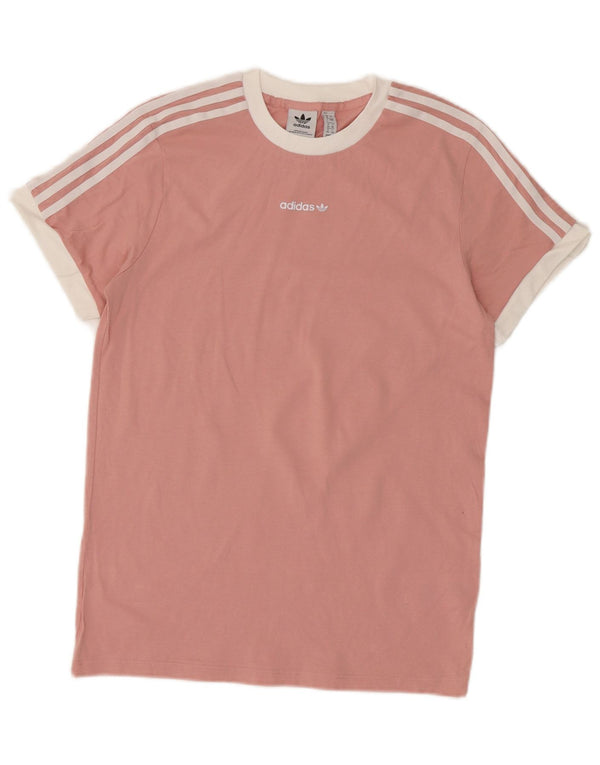 Adidas Womens T-Shirt Top UK 8 Small Pink Colourblock Cotton