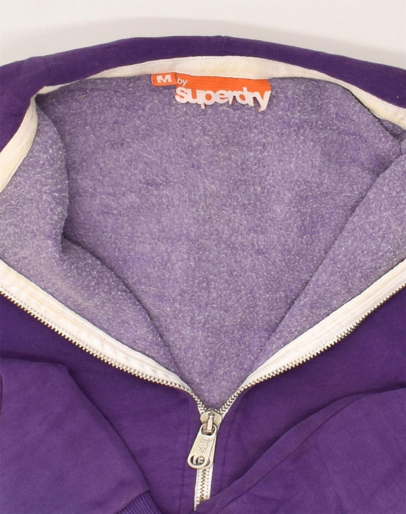 SUPERDRY Womens Graphic Zip Hoodie Sweater Uk 14 Medium Purple Cotton | Vintage Superdry | Thrift | Second-Hand Superdry | Used Clothing | Messina Hembry 