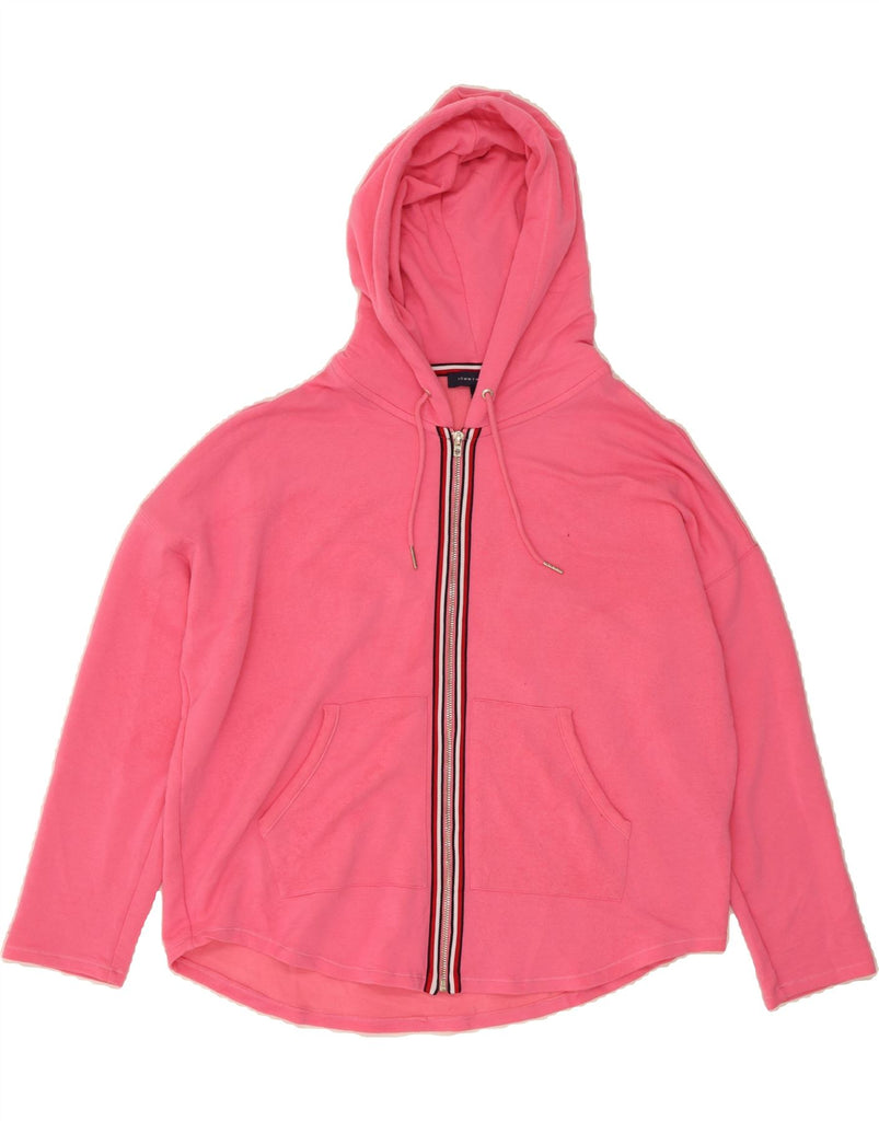 TOMMY HILFIGER Womens Oversized Zip Hoodie Sweater UK 16 Large Pink Vintage Tommy Hilfiger and Second-Hand Tommy Hilfiger from Messina Hembry 