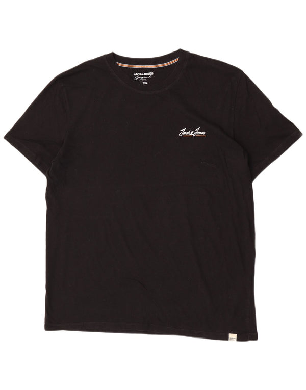 Jack & Jones Mens T-Shirt Top 2XL Black Cotton