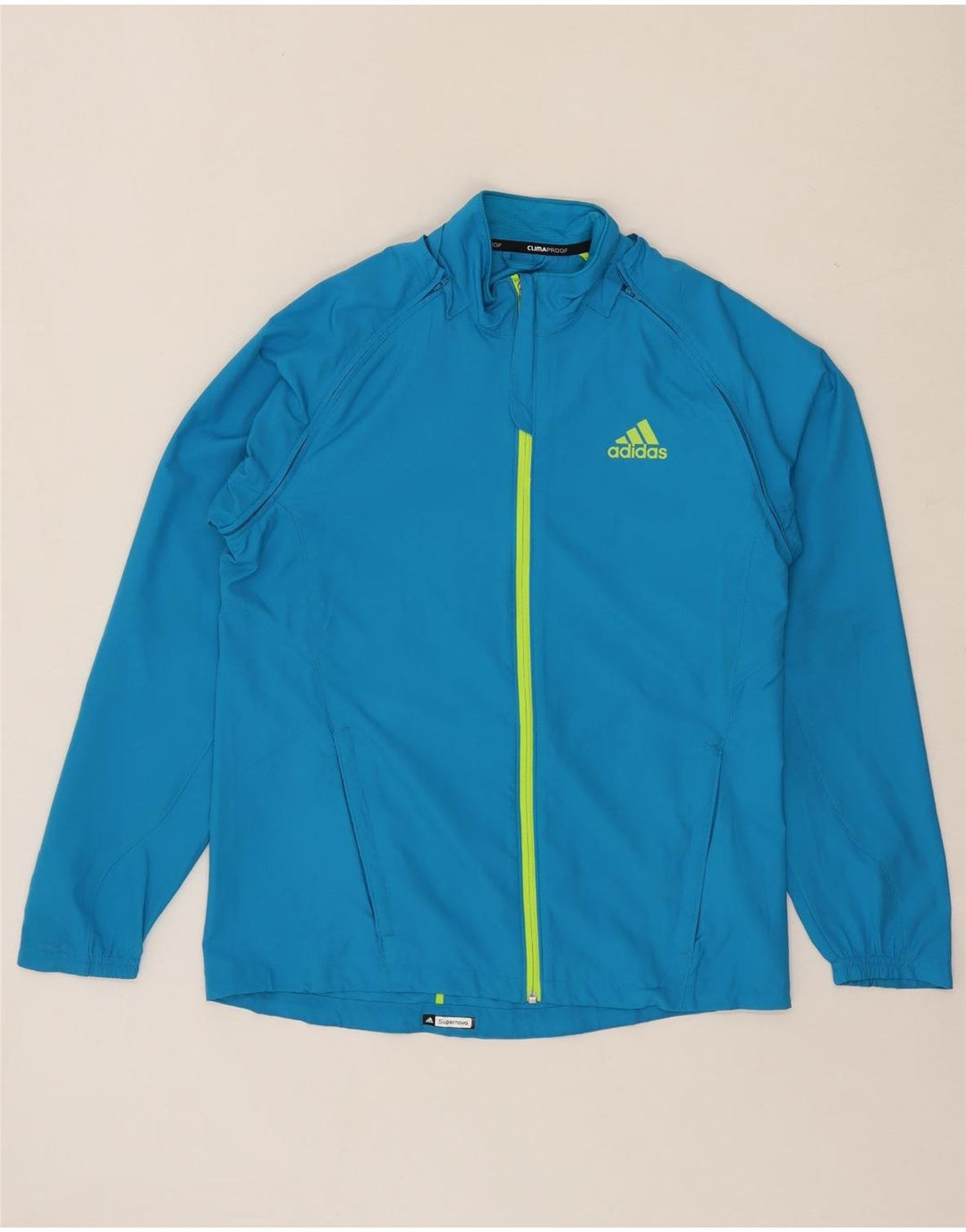 ADIDAS Mens Clima Proof Tracksuit Top Jacket Medium Blue Polyester Vintage Adidas and Second-Hand Adidas from Messina Hembry 