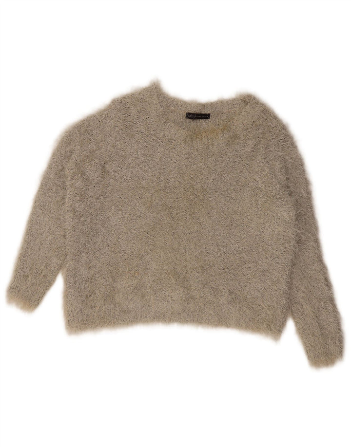 Marks & Spencer Womens Boat Neck Jumper Sweater UK 16 Large Grey Polyester