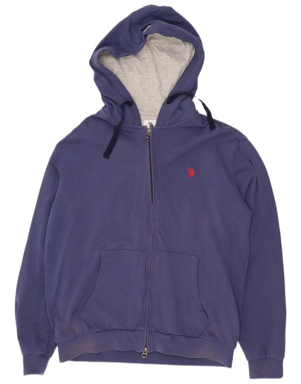 U.S. Polo Assn. Mens Regular Fit Zip Hoodie Sweater 2XL Blue Cotton