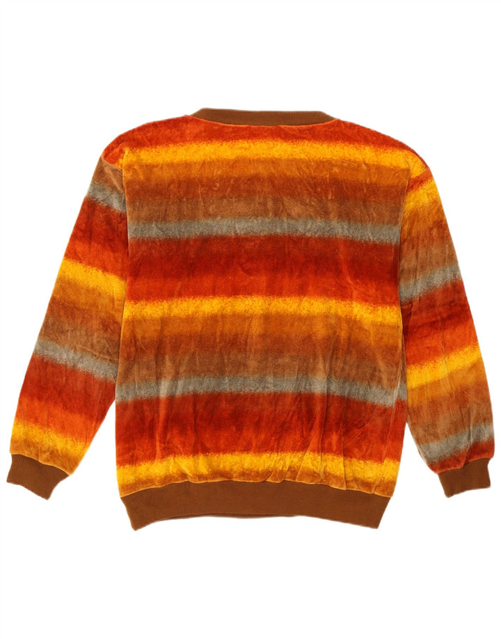 Vintage Womens Velvet Sweatshirt Jumper UK 14 Medium Multicoloured Striped