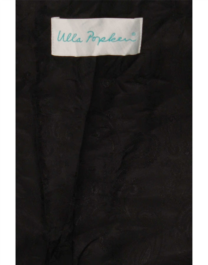 Ulla Popken Womens Leather Coat UK 26 5XL Black Floral