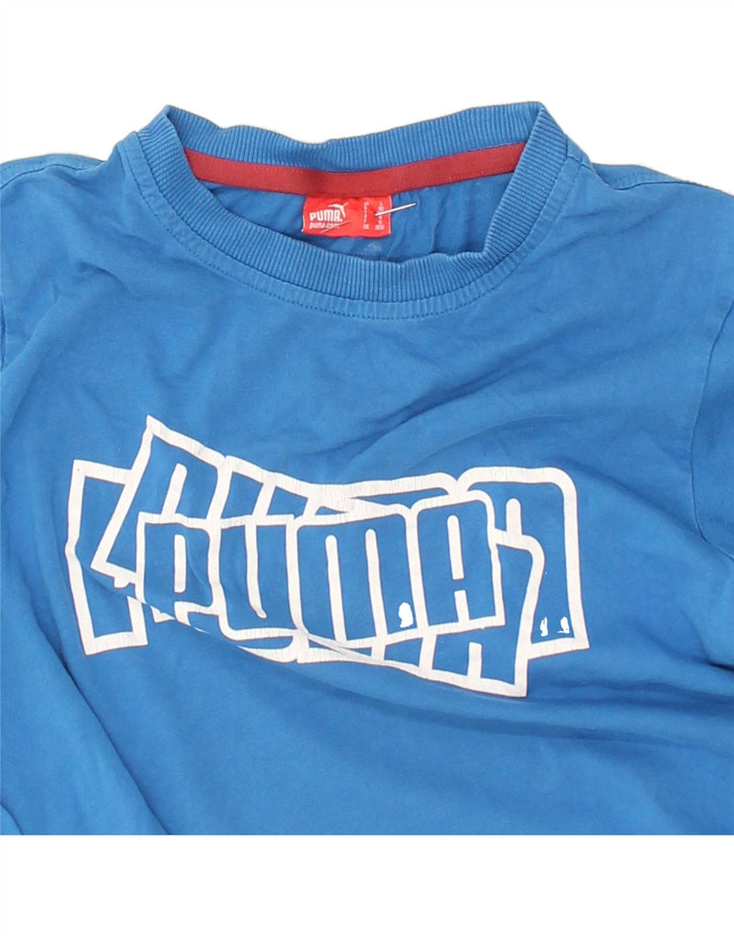 PUMA Boys Graphic T-Shirt Top 11-12 Years Blue Cotton | Vintage Puma | Thrift | Second-Hand Puma | Used Clothing | Messina Hembry 