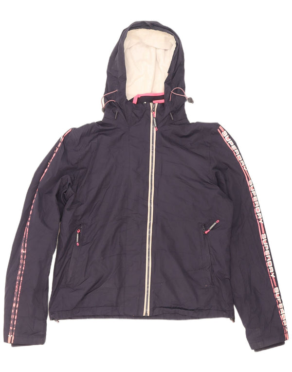 Superdry Womens Graphic Windbreaker Jacket UK 16 Large Navy Blue