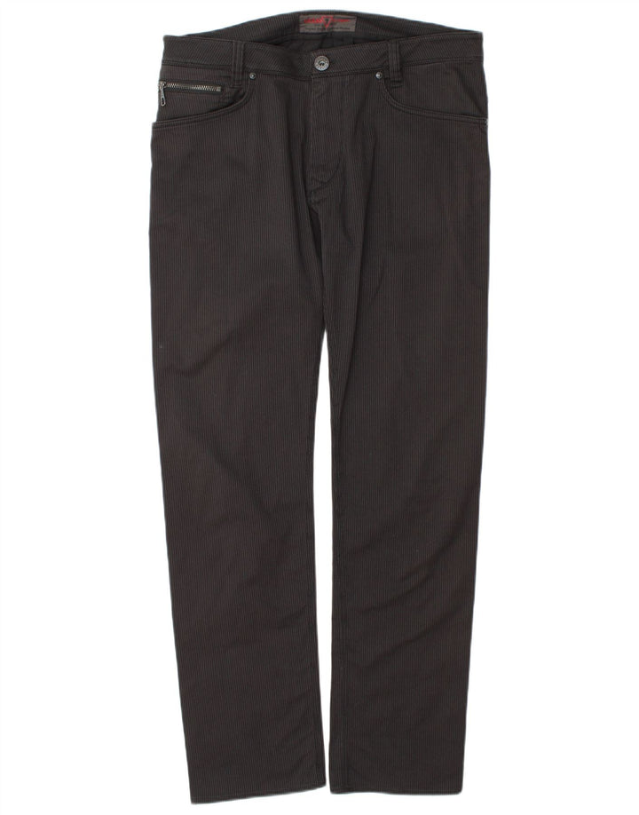 Guess Mens Straight Jeans W33 L32 Black Striped Cotton