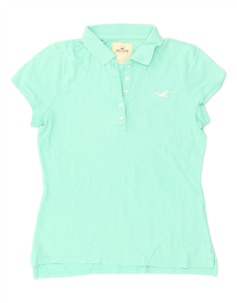 HOLLISTER Womens Polo Shirt UK 14 Large Turquoise Cotton | Vintage Hollister | Thrift | Second-Hand Hollister | Used Clothing | Messina Hembry 