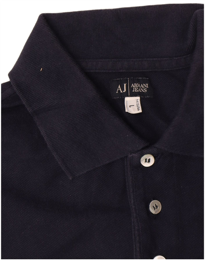 Armani Jeans Mens Polo Shirt Large Navy Blue Cotton