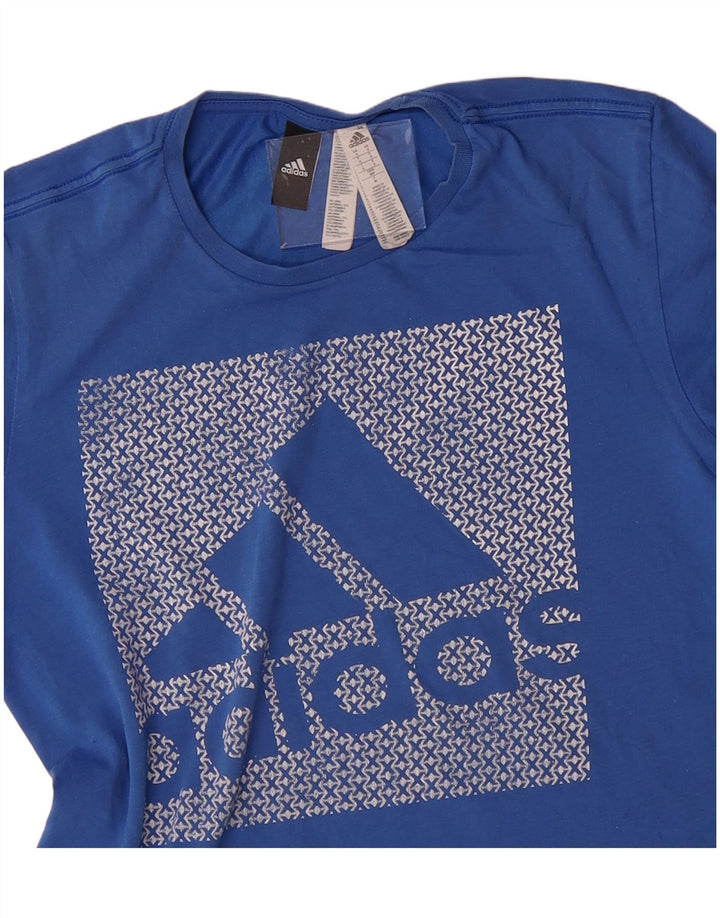 ADIDAS Mens Graphic T-Shirt Top Small Blue Cotton