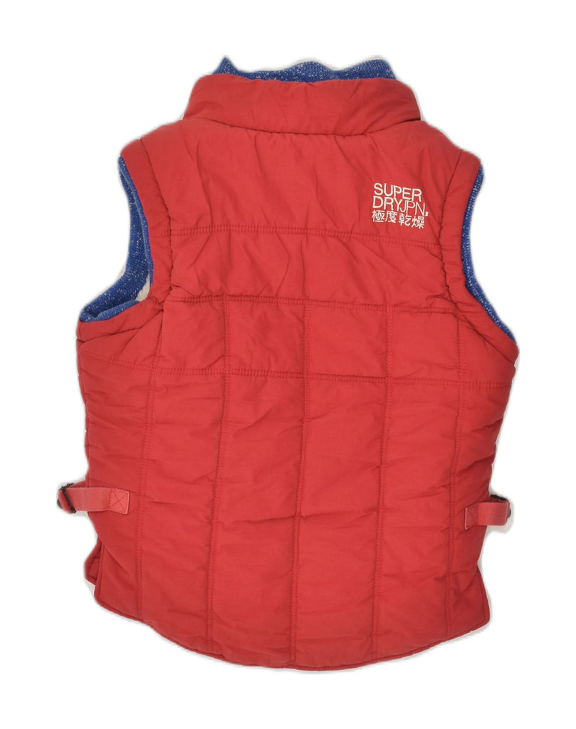 SUPERDRY Womens Sherpa Padded Gilet UK 14 Medium Red Cotton | Vintage Superdry | Thrift | Second-Hand Superdry | Used Clothing | Messina Hembry 