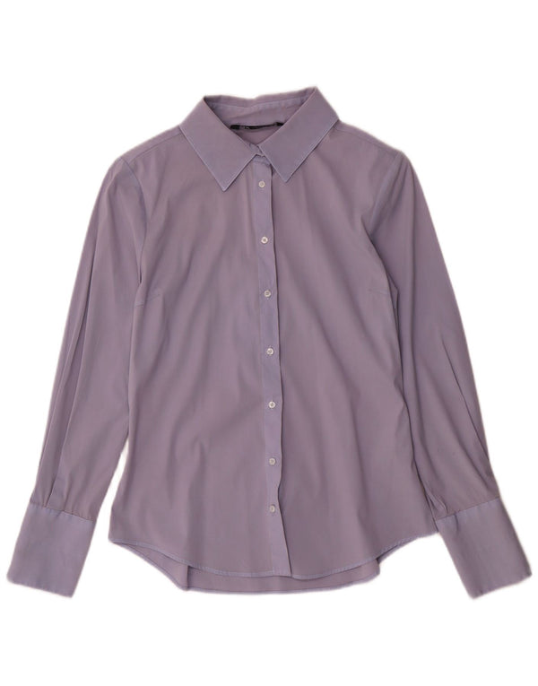 Zara Womens Formal Shirt UK 12 Medium Blue Cotton