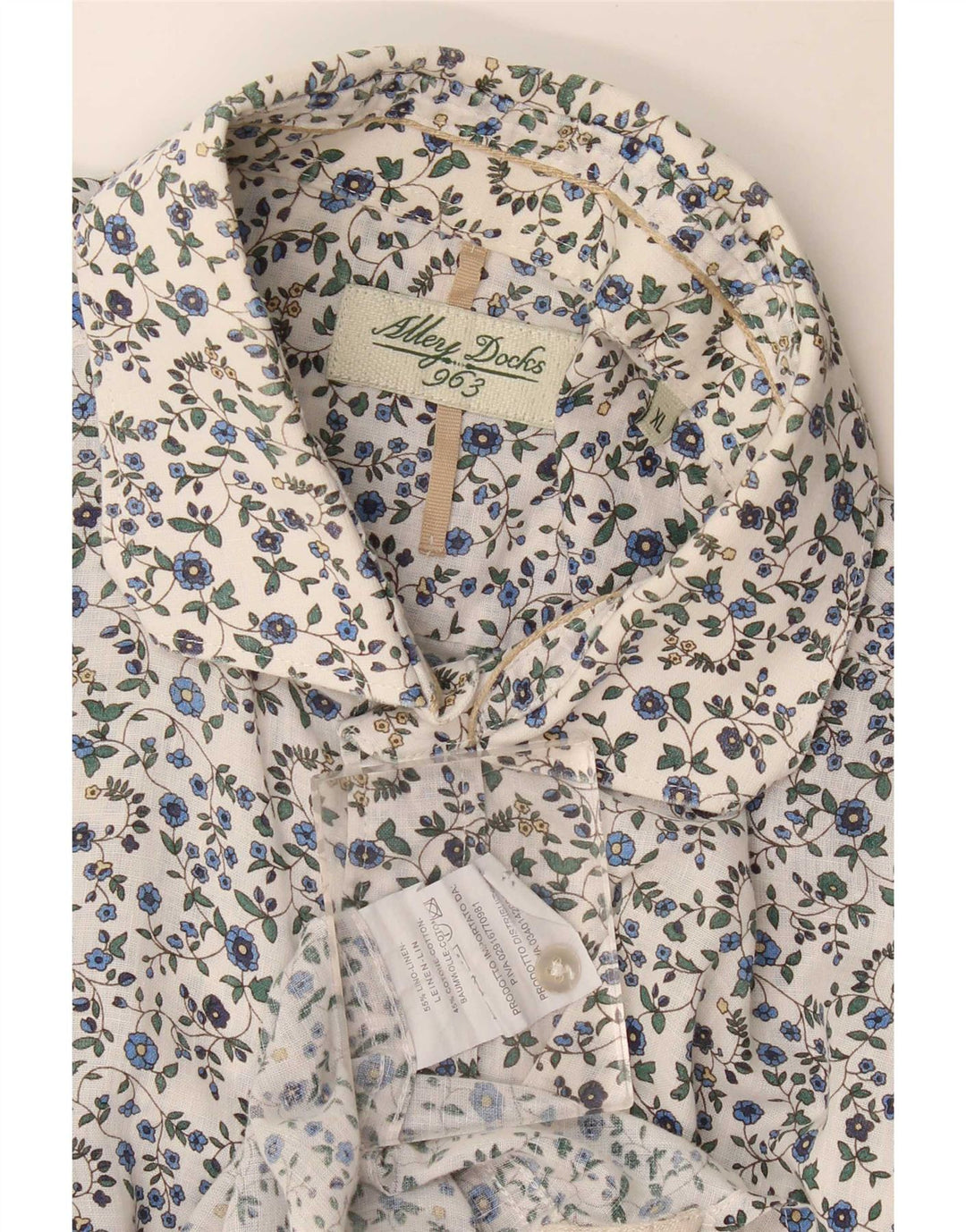 Alley Docks Mens Shirt XL White Floral Linen