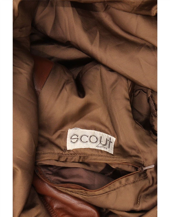 Scout Mens Leather Jacket UK 40 Large Brown