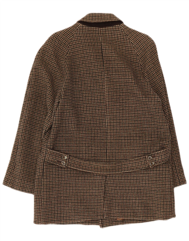 Vintage Mens Overcoat UK 36 Small Brown Houndstooth