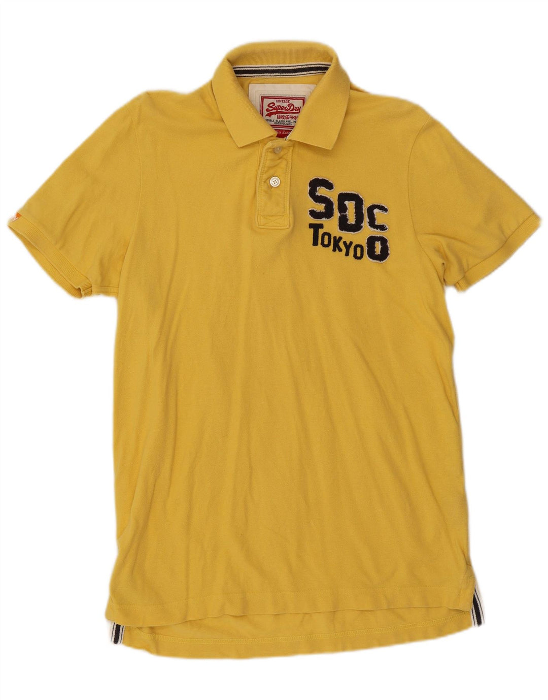 SUPERDRY Mens Graphic Polo Shirt Large Yellow Cotton