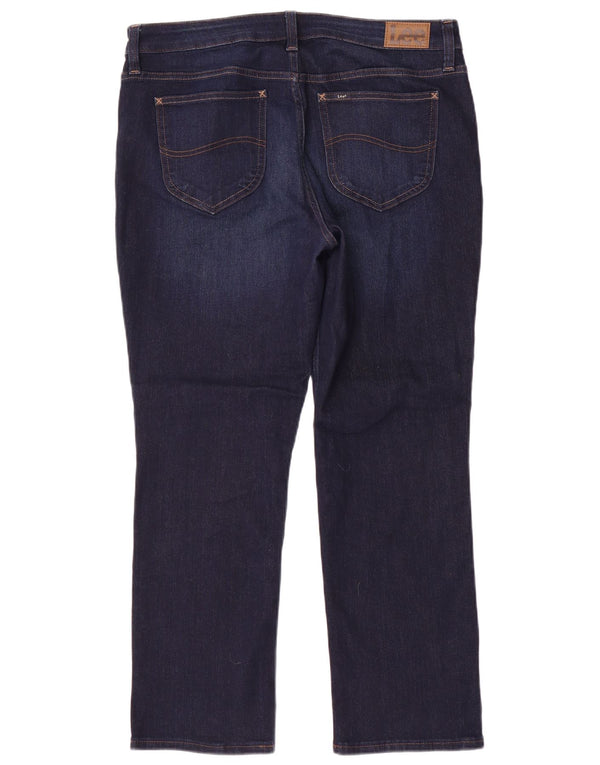 Lee Womens Mid Rise Regular Fit Straight Jeans US 14 XL W36 L29 Navy Blue