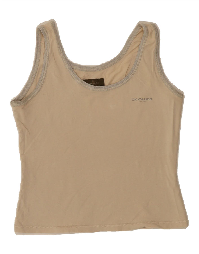 CALVIN KLEIN Girls Vest Top 10-11 Years Large Beige Cotton Vintage Calvin Klein and Second-Hand Calvin Klein from Messina Hembry 