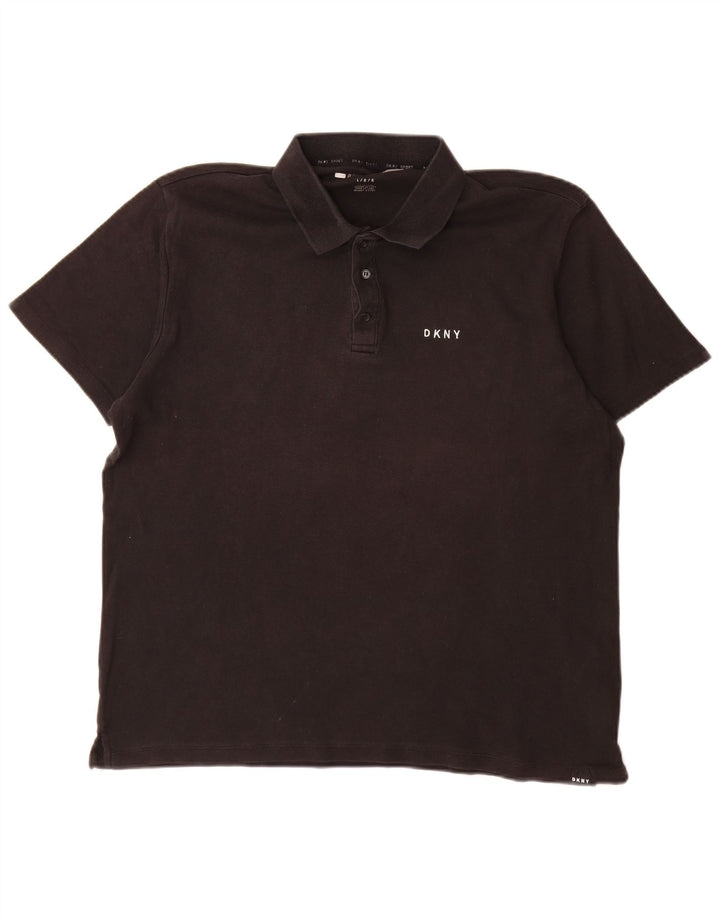 Dkny Mens Polo Shirt Large Black Cotton
