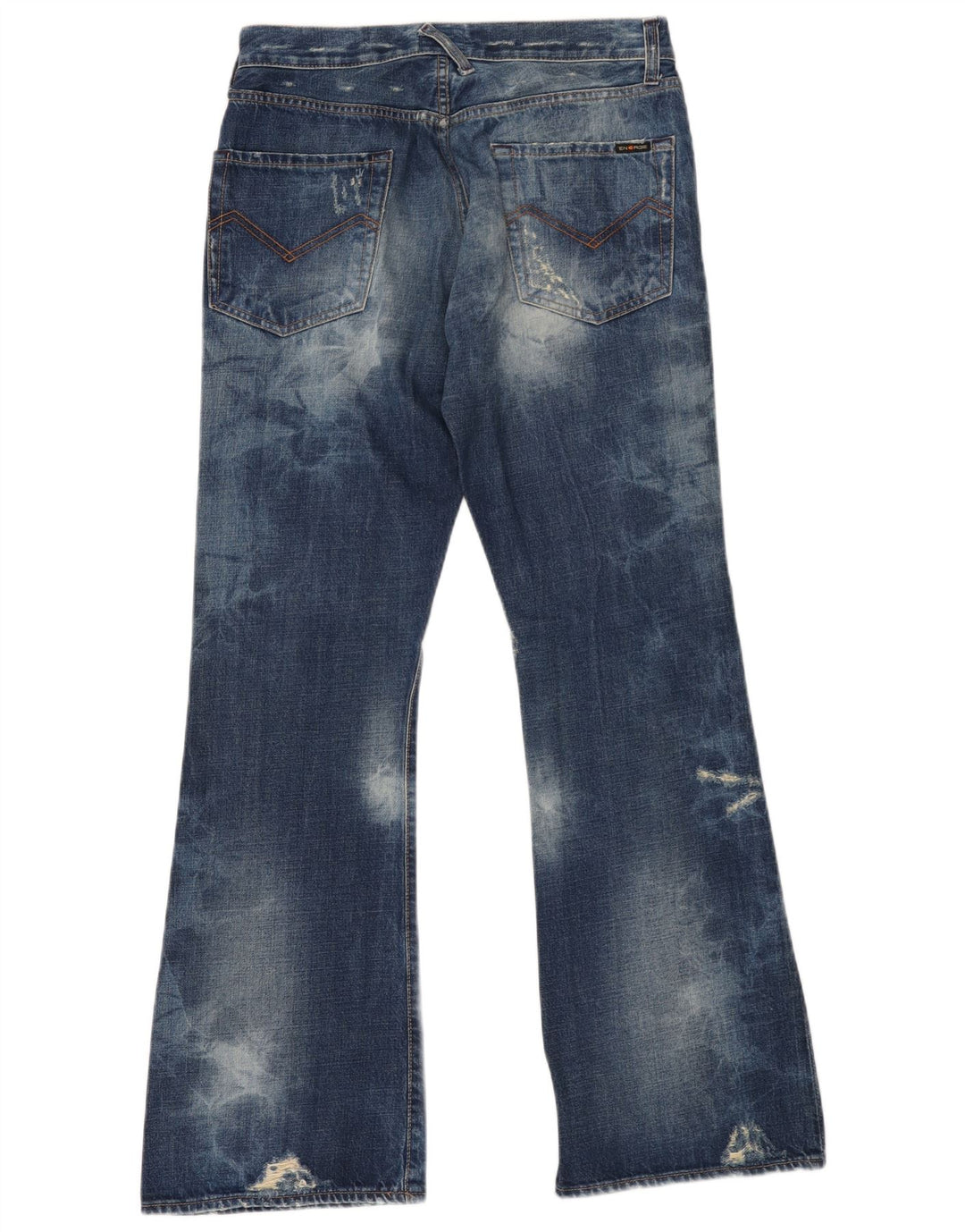 ENERGIE Womens Acid Wash Distressed Flared Jeans W29 L32 Blue Cotton