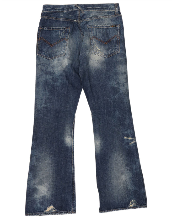ENERGIE Womens Acid Wash Distressed Flared Jeans W29 L32 Blue Cotton