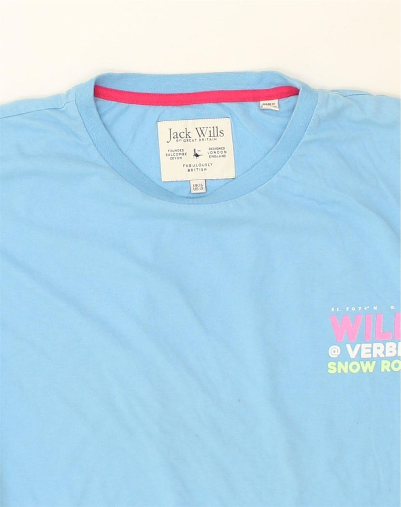 JACK WILLS Womens Graphic Top Long Sleeve UK 16 Large  Blue Cotton | Vintage Jack Wills | Thrift | Second-Hand Jack Wills | Used Clothing | Messina Hembry 