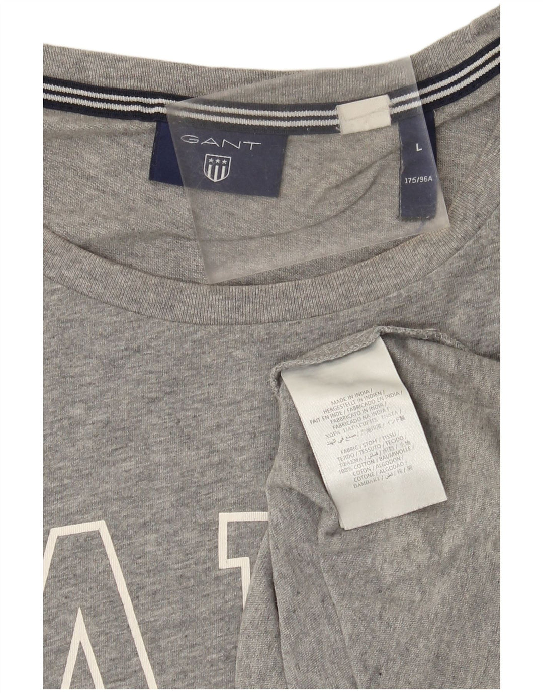 Gant Mens Graphic T-Shirt Top Large Grey Cotton
