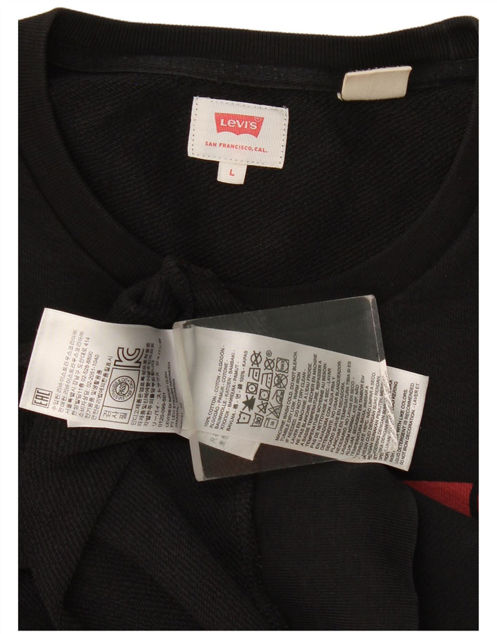 Levi's Mens Graphic Sweatshirt Jumper Large Black Cotton