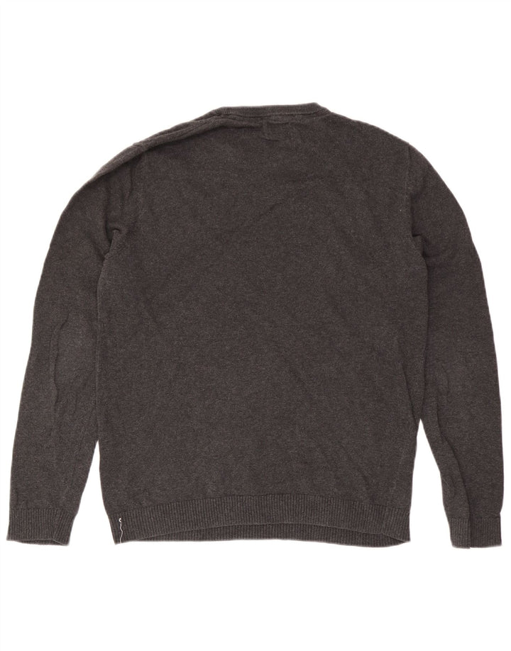 Jack & Jones Mens Crew Neck Jumper Sweater Medium Grey Cotton