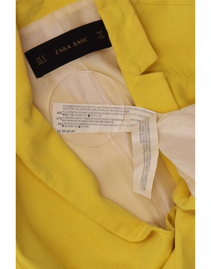 Zara Womens 1 Button Blazer Jacket UK 12 Medium Yellow Polyester