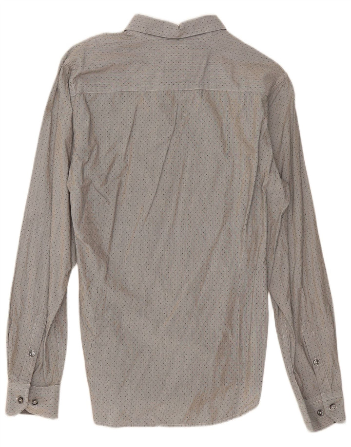 Sisley Mens Shirt Size 40 15 3/4 Medium Grey Pinstripe Cotton