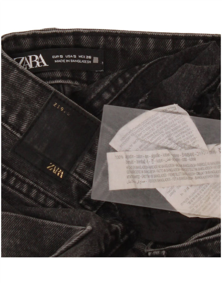 ZARA Womens High Rise Denim Shorts Small W26 Grey Cotton