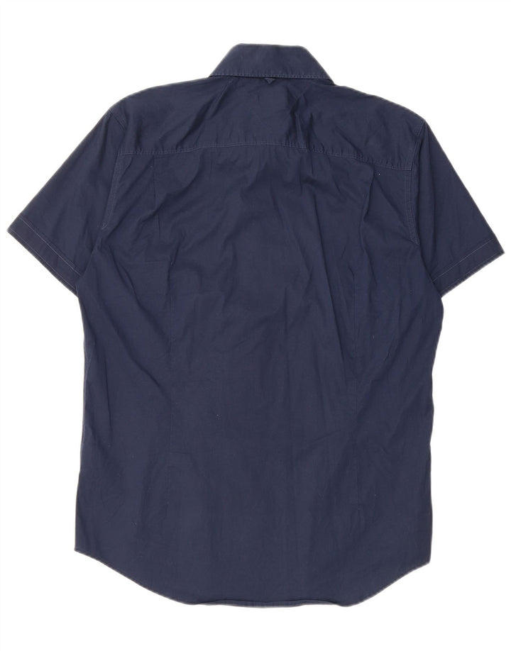 Tommy Hilfiger Mens Short Sleeve Shirt Medium Navy Blue Cotton