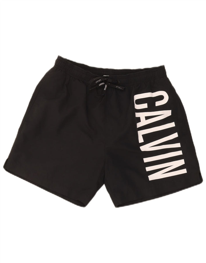 Calvin Klein Mens Graphic Swimming Shorts Small Black Polyester