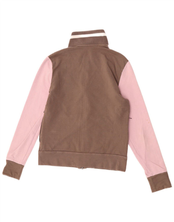 Nike Womens Tracksuit Top Jacket UK 14 Large Pink Colourblock Cotton