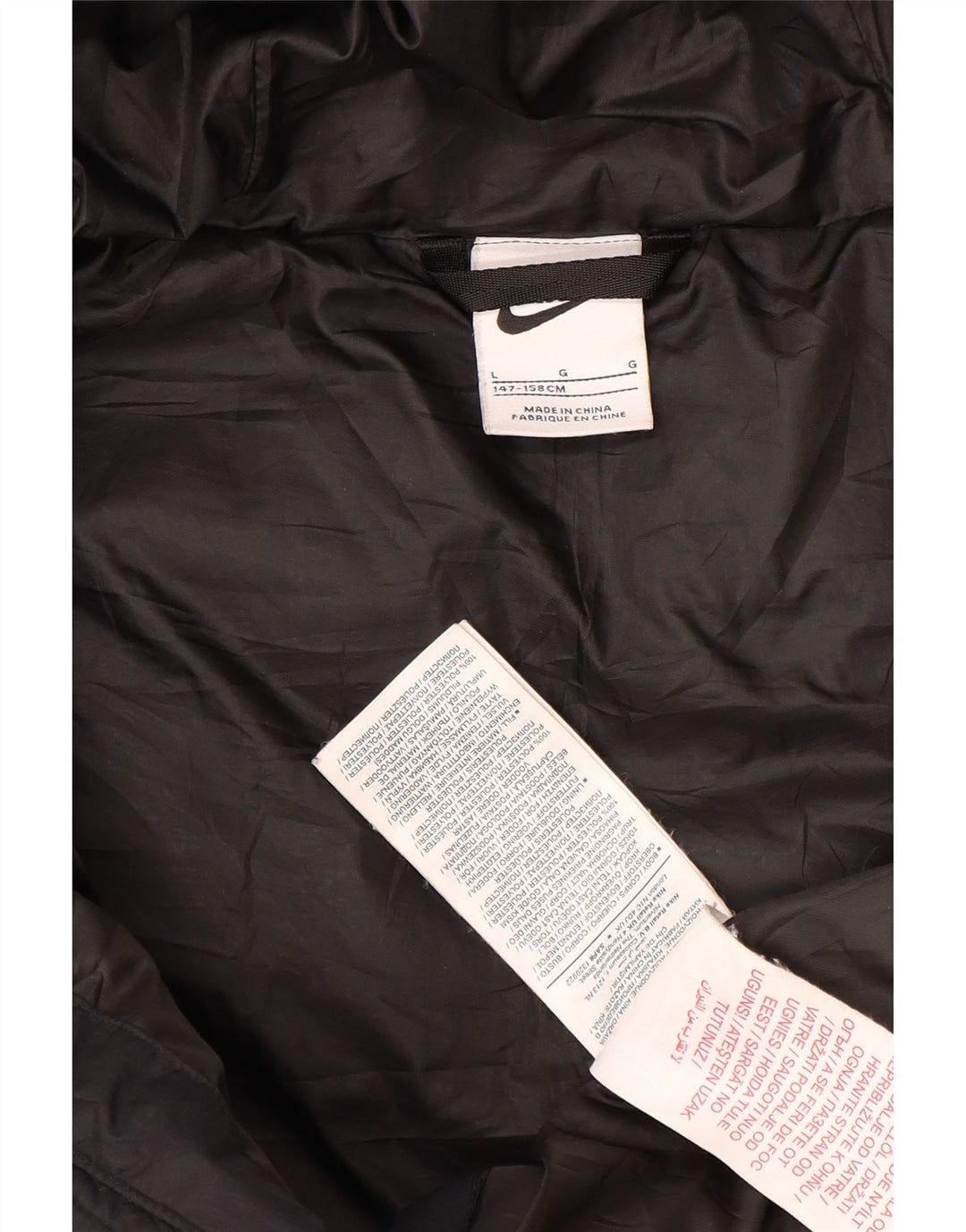 Nike Boys Hooded Padded Jacket 12-13 Years Large Black Polyester