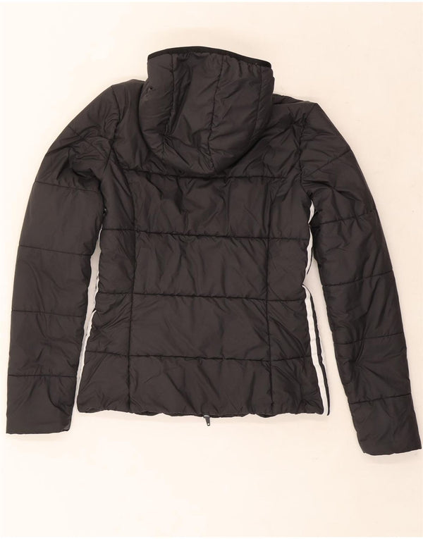 Adidas Womens Hooded Padded Jacket UK 8 Small Black Polyester