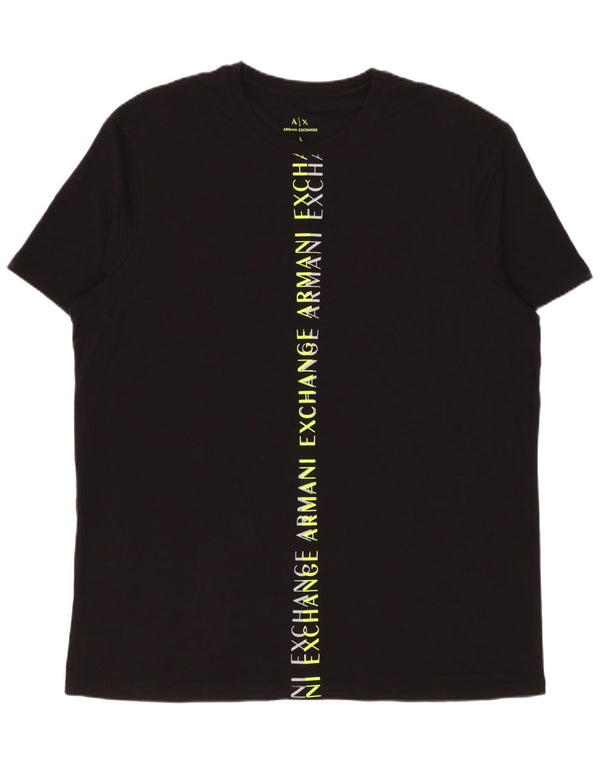 Armani Exchange Mens Graphic T-Shirt Top Large Black Cotton