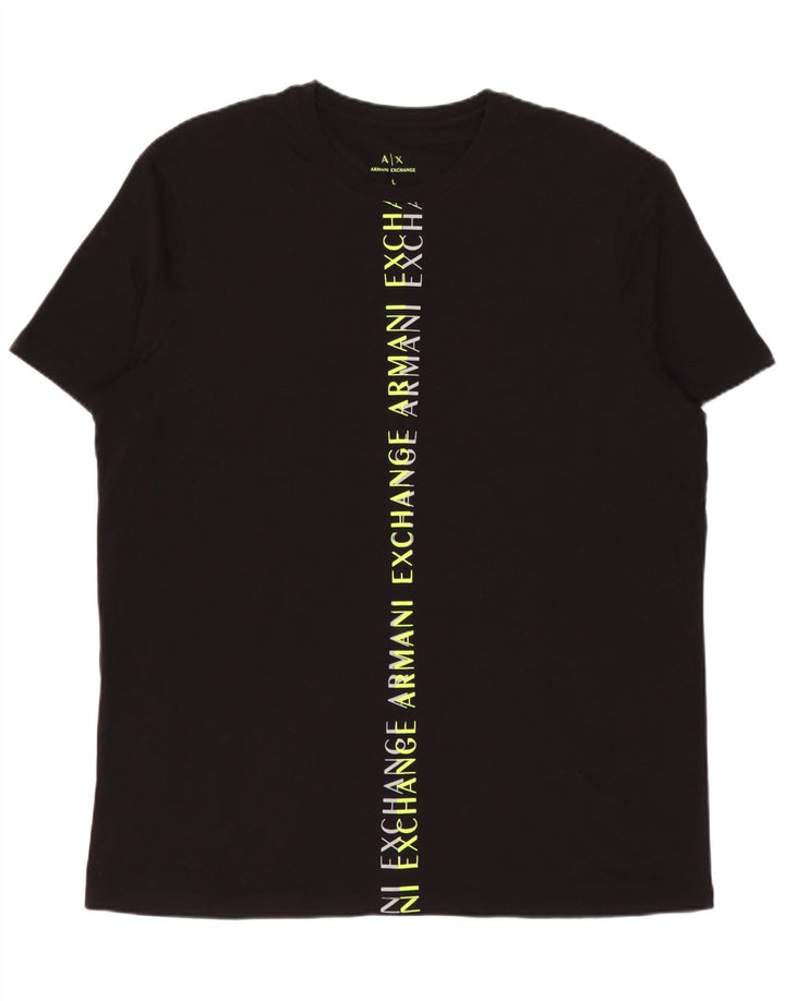 Armani Exchange Mens Graphic T-Shirt Top Large Black Cotton